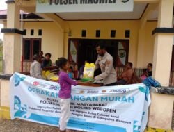 Gerakan Pangan Murah, Polsek Masirei Salurkan 250 Kg Beras SPHP untuk Warga