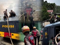 Respons Cepat Ditsamapta Polda Papua Bantu Padamkan Kebakaran di Kodam Lama