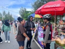 Polwan Anggrek Hitam Ditsamapta Polda Papua Gelar Patroli Sepeda di Area Car Free Day Jayapura Selatan