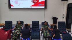 Semangat Kemanusiaan, Personel Kodim 1310/Bitung Turut Partisipasi Donor Darah Di HUT PT. Pertamina Ke-68