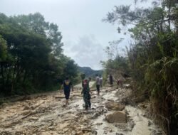Akses Jalan Terputus Akibat Longsor, TNI-Polri Gerak Cepat Lakukan Penanganan di Wamena–Kelila