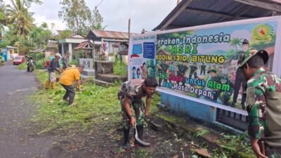 Turun Langsung Bersama Masyarakat, Personel Koramil Jajaran Kodim 1310/Bitung Terus Galakkan Aksi Gerakan Indonesia Asri