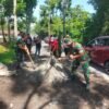 Peduli Keselamatan Pengguna Jalan, TNI, Polri dan Pemerintah Kecamatan Dimembe, Kerja Bakti Gerakan Indonesia Asri Timbun Jalan Berlubang di Ruas Poros Dimembe – Likupang