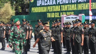 Dukung Proses Pembinaan Generasi Muda TNI AD, Dandim 1310/Bitung Hadiri Upacara Penutupan Pendidikan Pertama Tamtama Infanteri TNI AD Gelombang II TA 2026