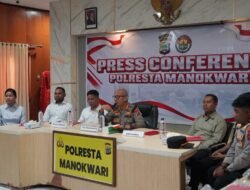 Kapolresta Manokwari Pimpin Press Conference Pengungkapan Kasus Tindak Pidana Melakukan Kekerasan terhadap Anak Yang Menyebabkan Kematian dan Pencurian Dengan Kekerasan